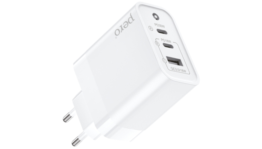 СЗУ PERO TC14 USB+2USB-C 48W PD White
