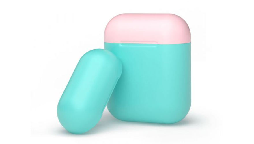 Силиконовый чехол Deppa для AirPods двухцветный (Мятный/Розовый) арт.47021