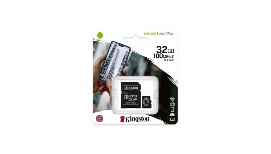 Micro SD 32GB Kingston Class10 100MB/s CanvSelect Plus (SDCS2/32GB) + SD adapter