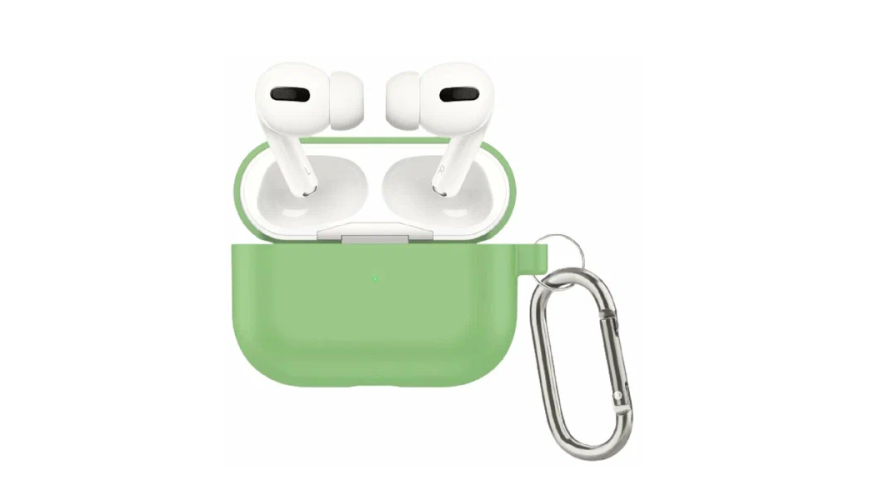 Силиконовый чехол для Apple AirPods Pro с карабином Green