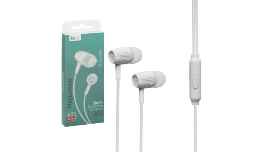 Наушники ISA-S21 3.5mm с микрофоном White