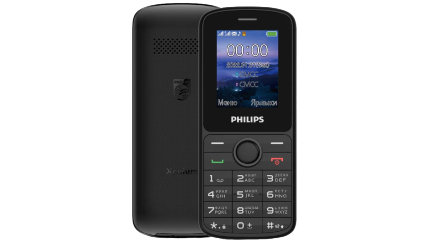 Телефон Philips Xenium E2101 Dual Sim Black (Черный)