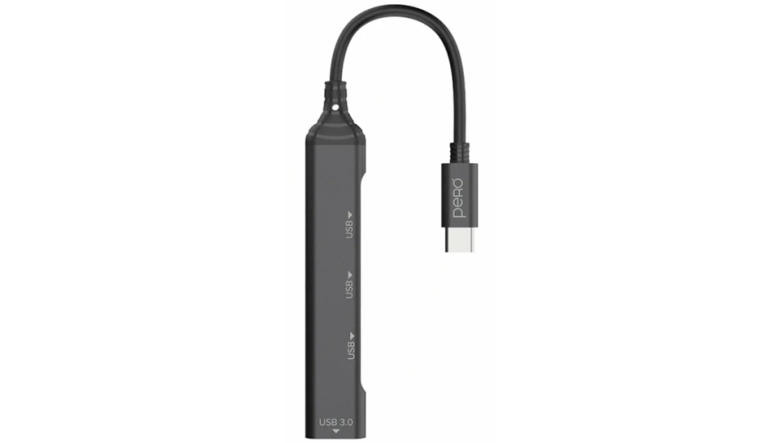 USB-C Разветвитель Pero MH02 4в1 Grey (Серый)
