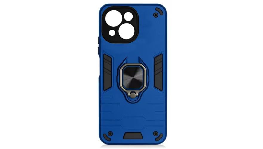 Чехол-накладка противоударная с кольцом для Apple iPhone 15 Синий