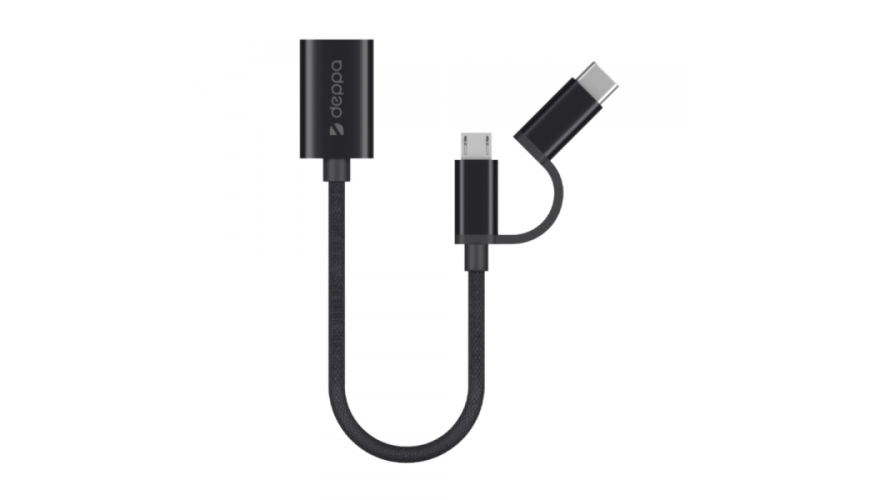Адаптер OTG Deppa Micro USB + USB-C Black (арт.72319)