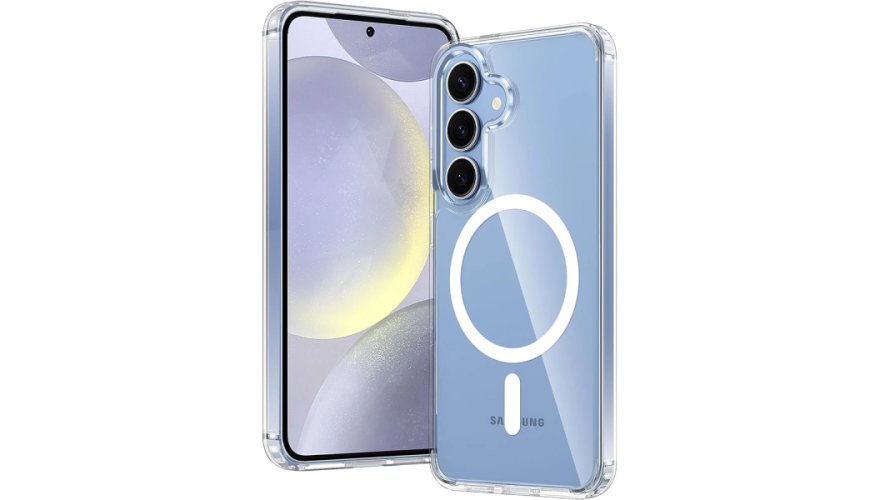 Чехол-накладка силикон MagSafe для Samsung Galaxy S25 FE/S26 FE Прозрачный