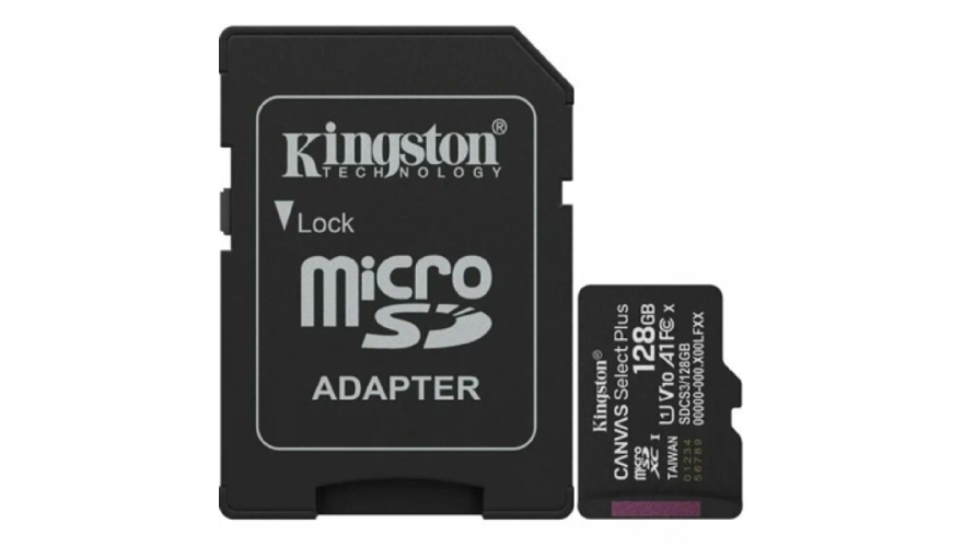 Карта памяти Micro SD Kingston Canvas Select Plus 128GB Class10 150MB/s (SDCS3/128GB) + SD adapter