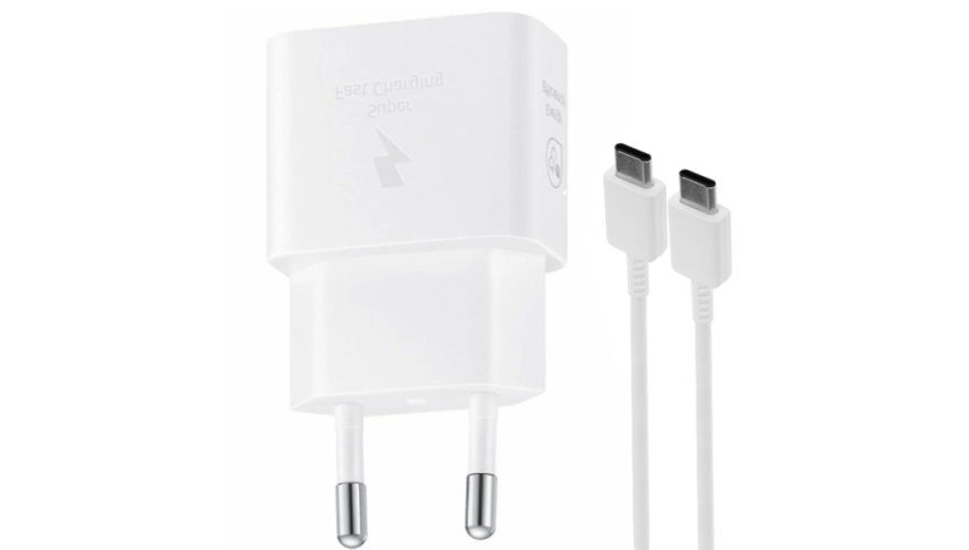 СЗУ Samsung Super Fast Charge 25W 3A + кабель Type-C - Type-C (EP-T2510XWEG) White