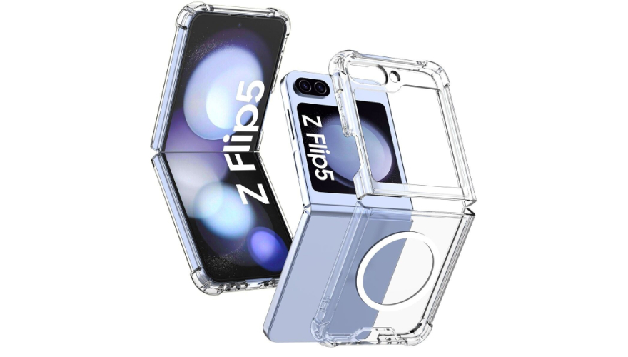 Чехол-накладка силикон MagSafe для Samsung Galaxy Z Flip5 Прозрачная