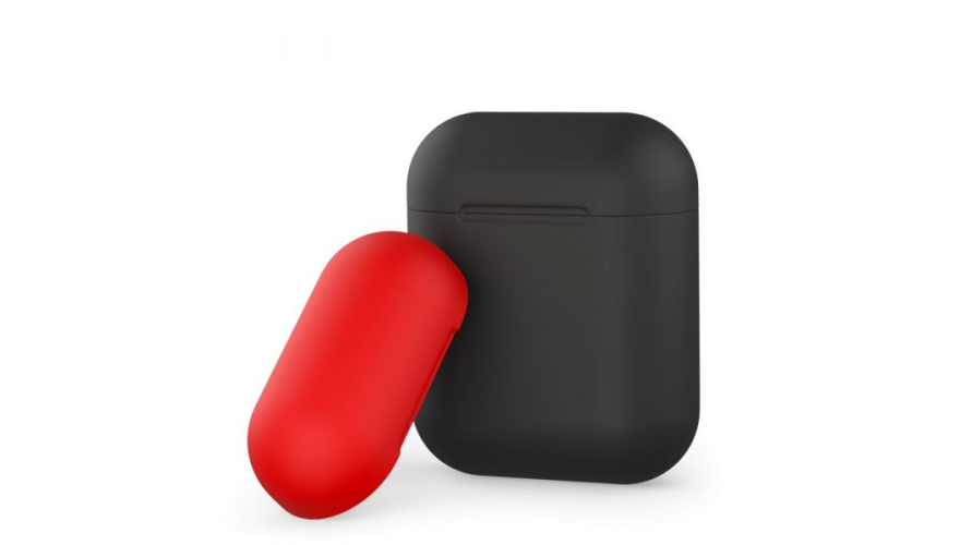 Силиконовый чехол Deppa для AirPods двухцветный (Черный/Красный) арт.47015