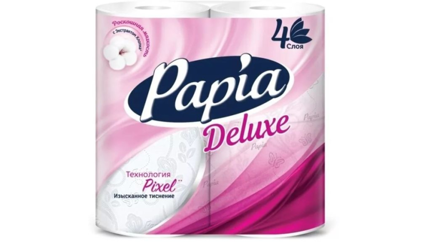 Туалетная бумага "Papia Deluxe" четырехслойная белая 4 рулона