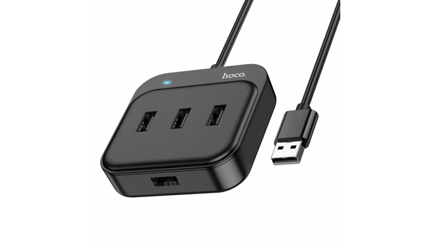 USB Разветвитель Hoco HB31 4USB 20см Черный