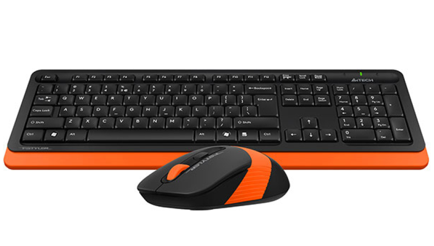 Комплект клавиатура + мышь A4TECH Fstyler FG1010 черный/оранжевый USB беспроводная (1147574)