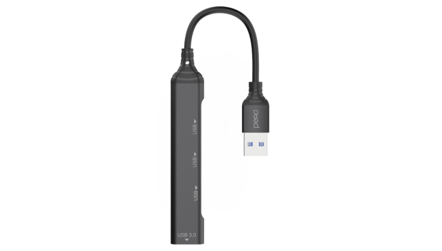 USB-A Разветвитель Pero MH01 4в1 Grey (Серый)