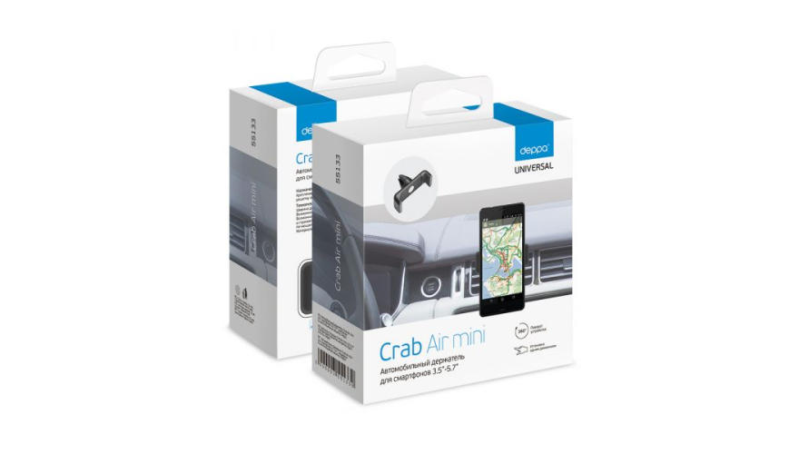 Автодержатель Deppa Crab Air Mini для cмартфонов 3.5"-5.7" (арт. 55133)