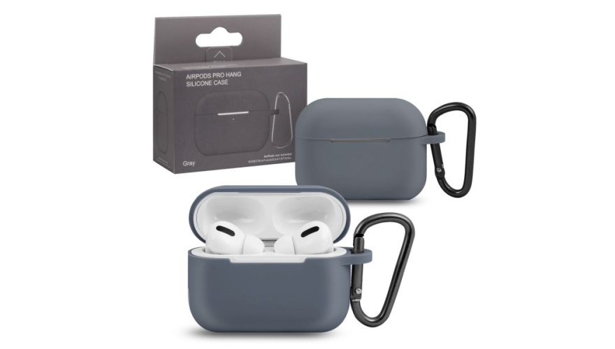 Силиконовый чехол для Apple AirPods Pro с карабином Grey