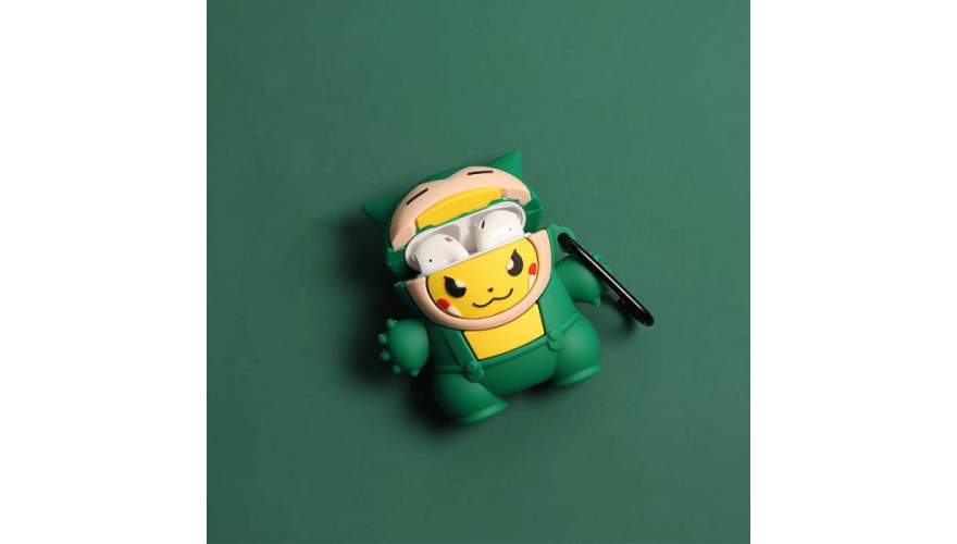 Силиконовый чехол для Apple AirPods (Зеленый покемон)