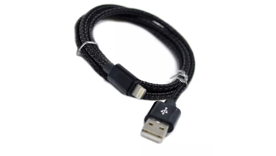 Кабель USB - Lightning магнитный/плетеный с подсветкой 1м Черный