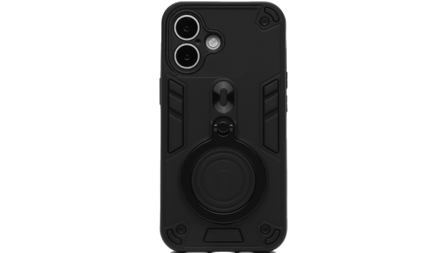 Чехол-накладка противоударная с кольцом для Apple iPhone 16 Черный