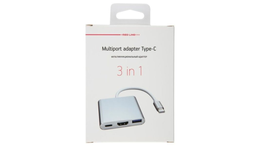 Многопортовый адаптер Red Line Multiport adapter Type-C 3 in 1 Серебристый