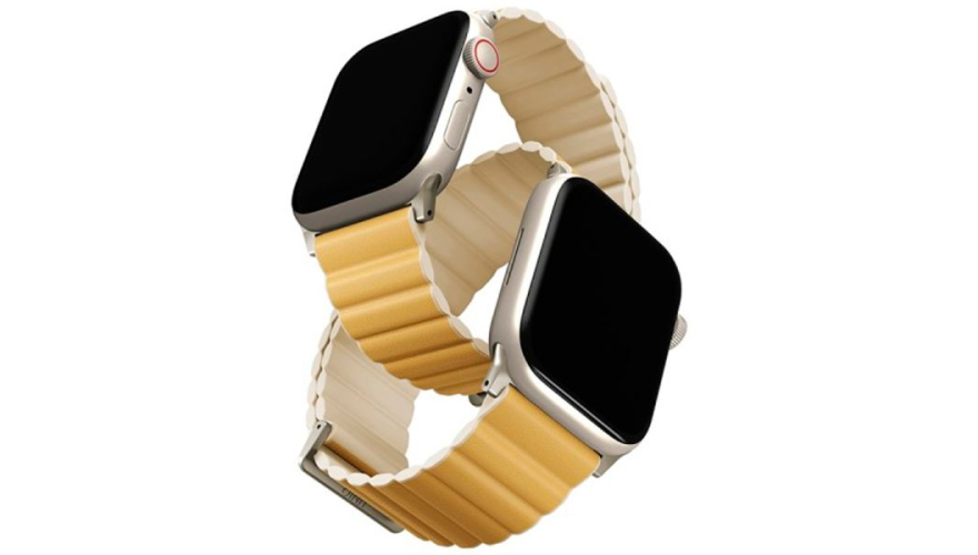 Ремешок Uniq Revix Premium Edition Leather для Apple Watch 40/41/42mm Yellow/Ivory (Желтый/Бежевый)