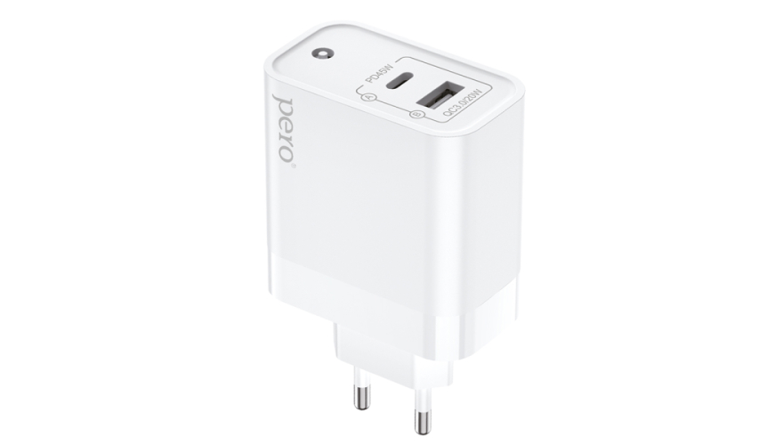 СЗУ PERO TC15 USB+USB-C 65W PD White