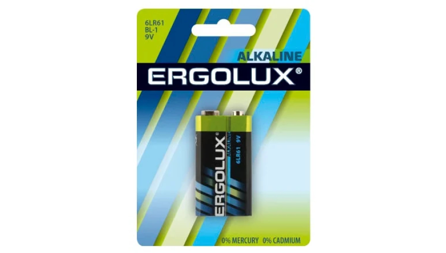 Батарейка Ergolux Alkaline Крона (6LR61 BL-1) (1 шт)