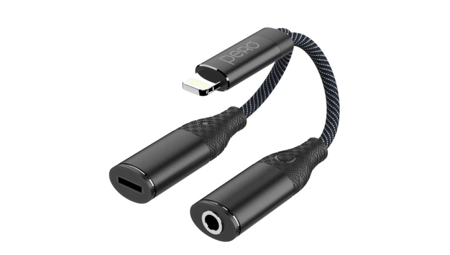 Переходник PERO AD12 Lightning - Lightning/Jack 3.5мм Black (Черный)