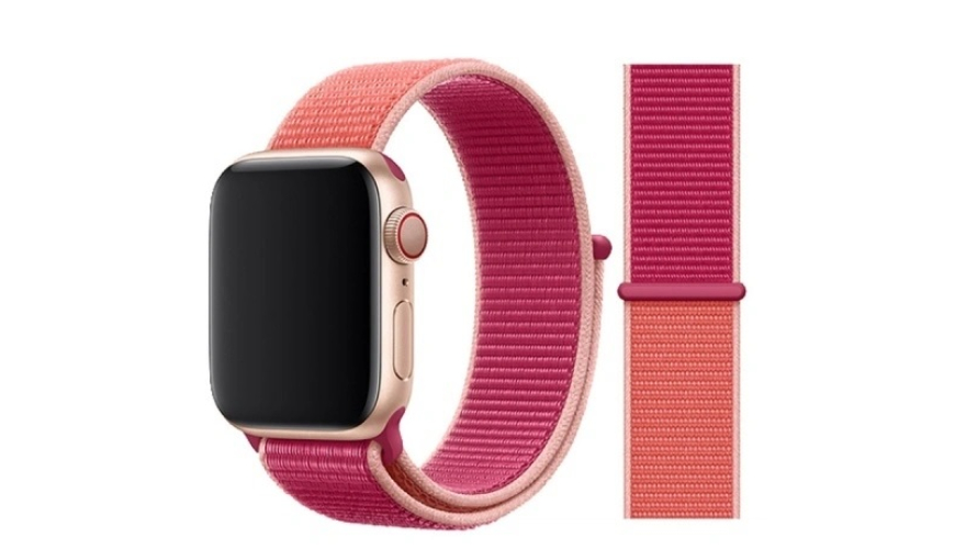 Ремешок нейлоновый для Apple Watch 42/44/45/49mm Розовый с оранжевым