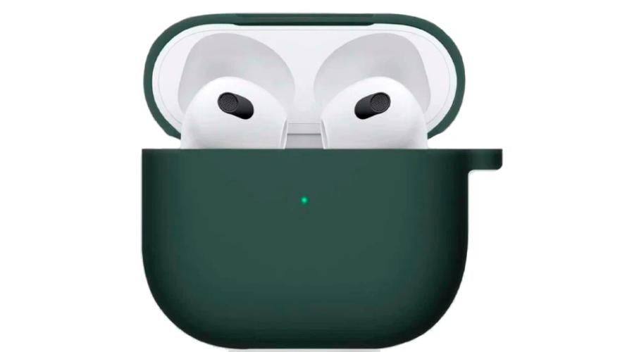Силиконовый чехол для Apple AirPods 4/5 с карабином Green